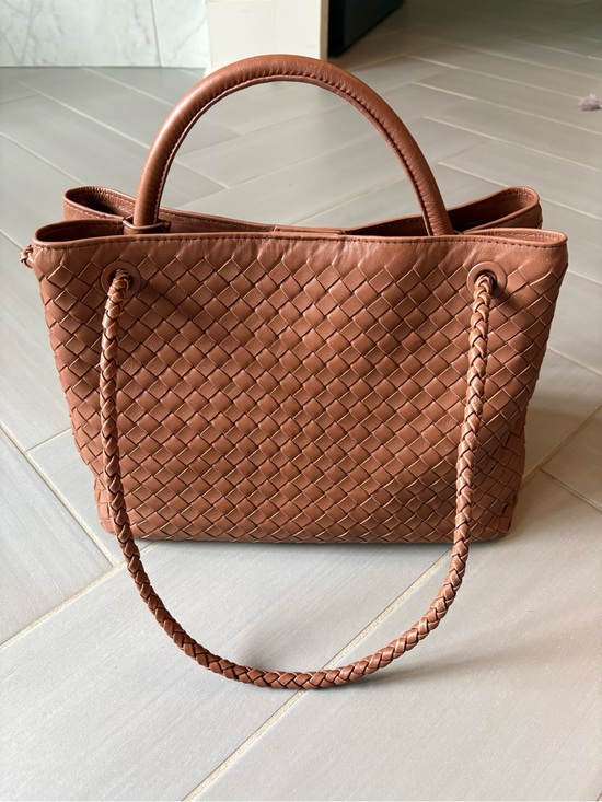 Quince Handbags - Quince Italian Leather Handwoven Satchel | Cognac | Large